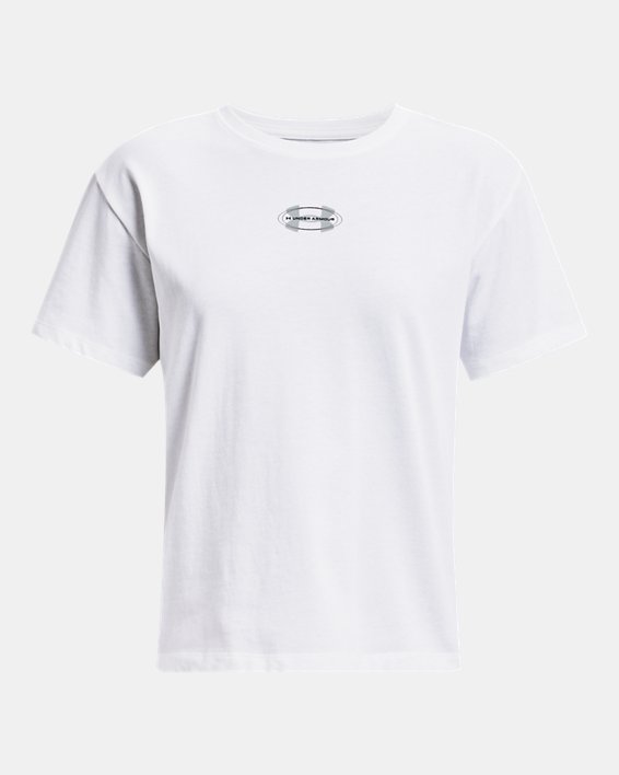 女士UA Crest Heavyweight短袖T恤 in White image number 4